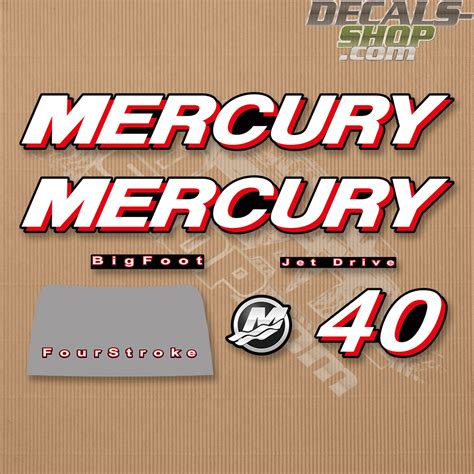 Mercury 40hp Four Stroke 2006 2010 Set Outboard Decal Kit
