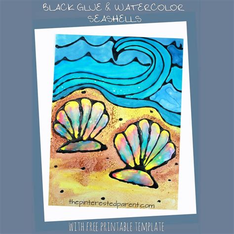 Black Glue Watercolor Seashells The Pinterested Parent