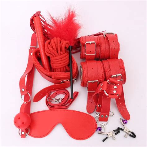 Pu Leather Sex Toys For Adults Bdsm Bondage Set Mouth Gag Sex Hands Fow Women Whip Rope Erotic