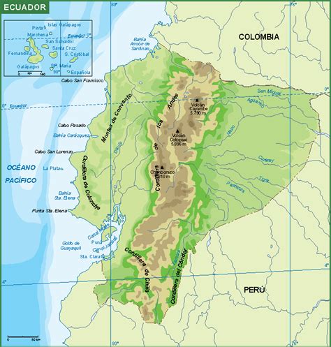 Ecuador Mapa Fisico Vector Maps