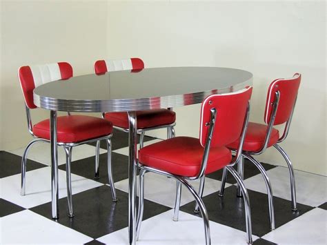 American Diner Furniture 50s Oval Table And 4 Chairs Made In The Usa Ebay