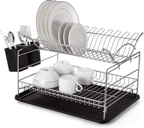 Glotoch Express 2 Tier Dish Drying Rack With Utensil Holder Cup Holder