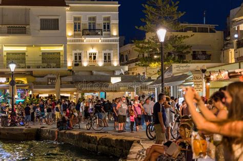 Chania Crete July 17 2021 Crowds Of Tourists In The Ancient