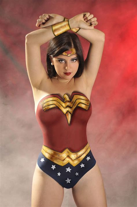 Cosplay Wonder Woman Body Paint Art Pintar Cuerpos Maquillaje