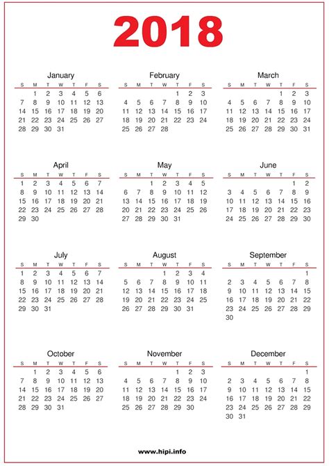 Printable Calendars 2018