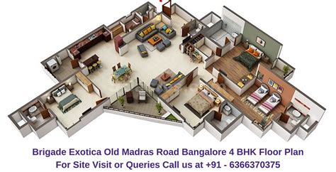 Brigade Exotica Old Madras Road Bangalore 4 Bhk Floor Plan Regrob
