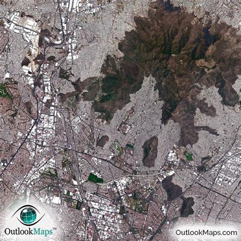 Ciudad De Mexico Satellite Map Print Aerial Image Poster