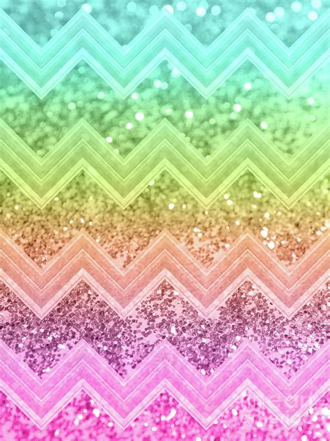 Rainbow Glitter Chevron 1 Shiny Decor Art Mixed Media By Anitas And
