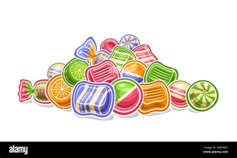 Vector Candy Pile Decorative Horizontal Poster With Outline