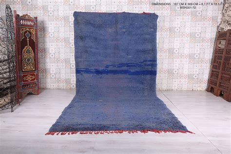Solid Blue Beni Ourain Rug 61ft X 121ft Blue Rug Moroccan Berber
