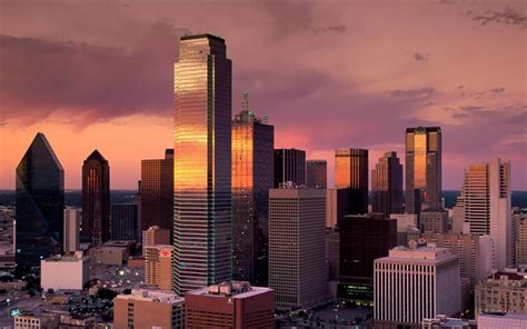 Download Wallpapers Dallas 4k Sunset Fort Worth Skyline Cityscapes