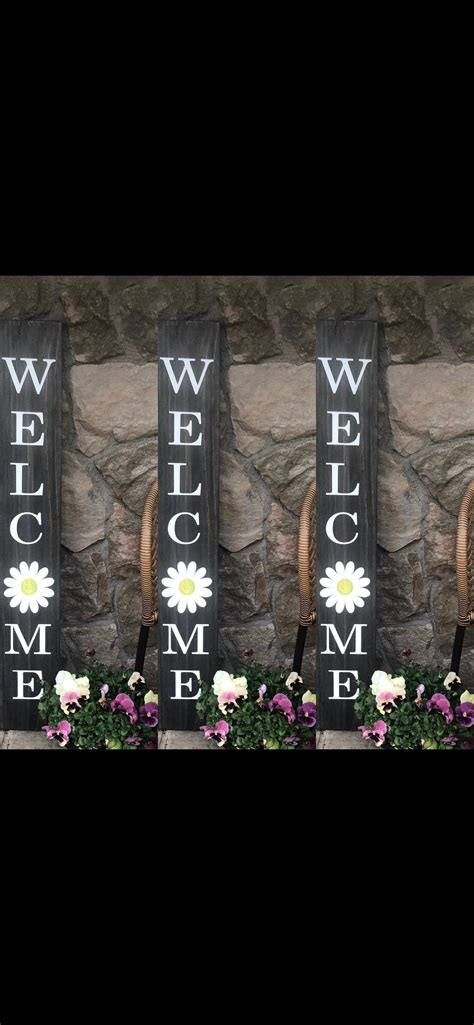 Welcome Sign With Daisy / Front Porch Welcome Sign / Four Foot Welcome / Flower Welcome in 2020 