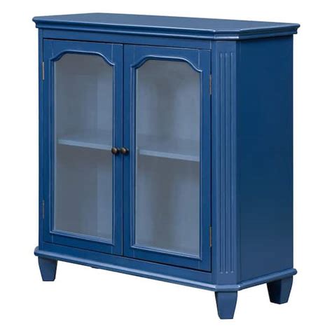 Godeer Antique Navy Blue Accent Storage Cabinet Wooden Cabinet With