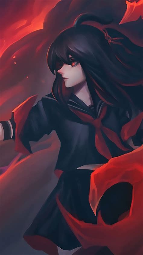 2160x3840 Girl With Sword Red Eyes Background Anime Original Sony