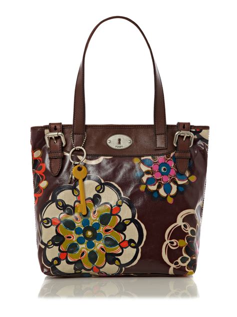 Buy fossil women bags with a women bags! Fossil Vintage Keeper Tote Bag in Brown (multi-coloured ...