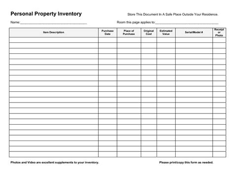 34 Personal Property Inventory Worksheet Support Worksheet