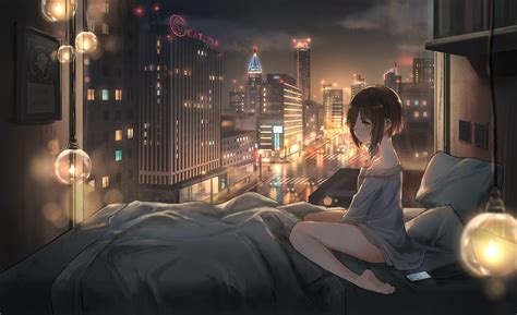 Anime Girl City Lights 4k Wallpaperhd Anime Wallpapers4k Wallpapers
