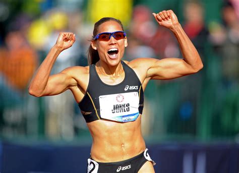 Lolo Jones Celebrates After Placing Third In The Womens 100m Hurdles In