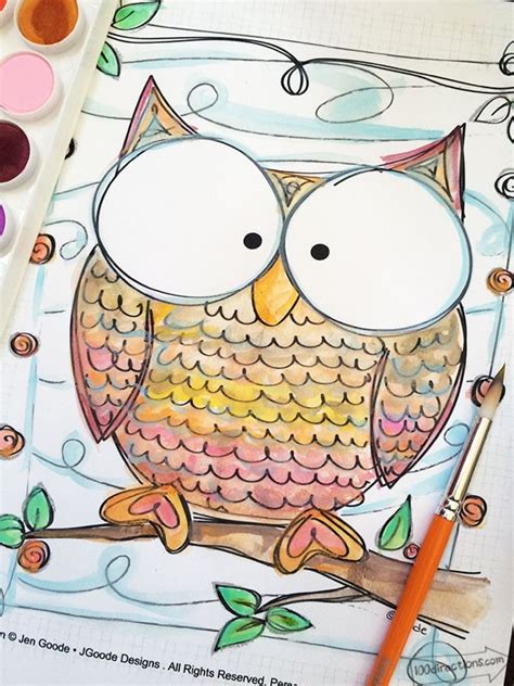 Arts & music, holidays/seasonal, valentine's day. Owl Coloring Pages - 100 Directions