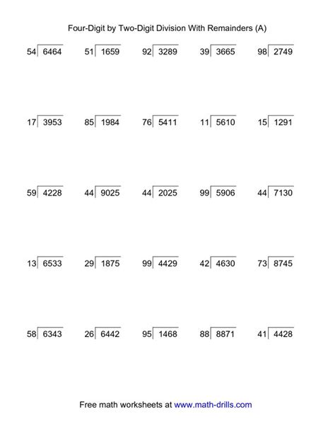 Long Division Problems 5th Grade