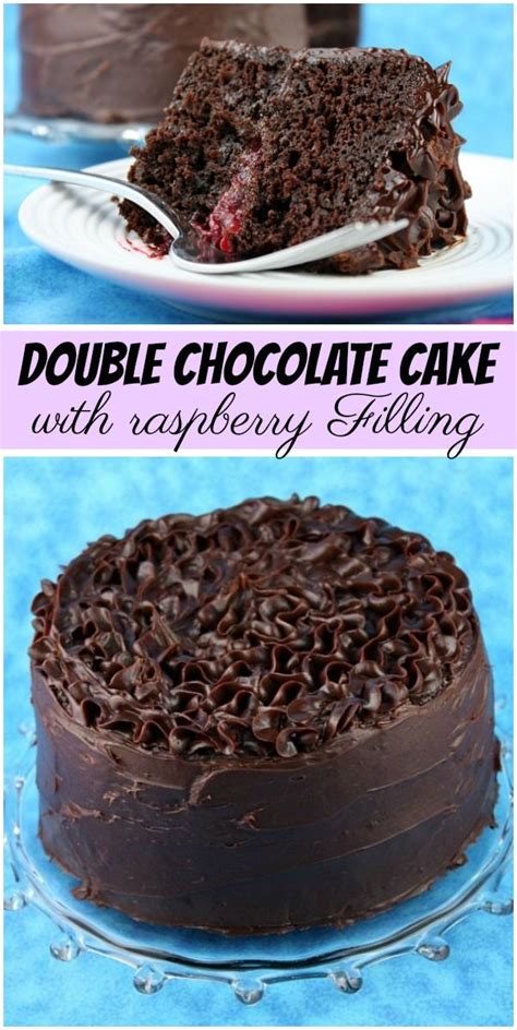 This three layer chocolate cake has a whipped cream filling and chocolate icing. Double Chocolate Cake with Raspberry Filling | Chocolate ...