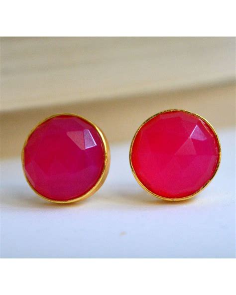 Pink Stud Earrings By Beaded And Wrapped The Secret Label