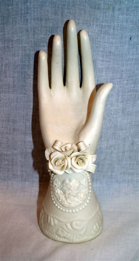 Vintage Bisque Hand Jewelry Display Roses Cameo Victorian Etsy Hand