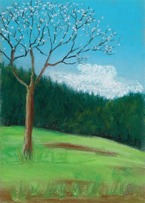 Fine Art Painting Pastels Landscape Spring Day Pastel