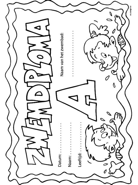 Kleurplaat Zwemdiploma A Kleurplaten.nl