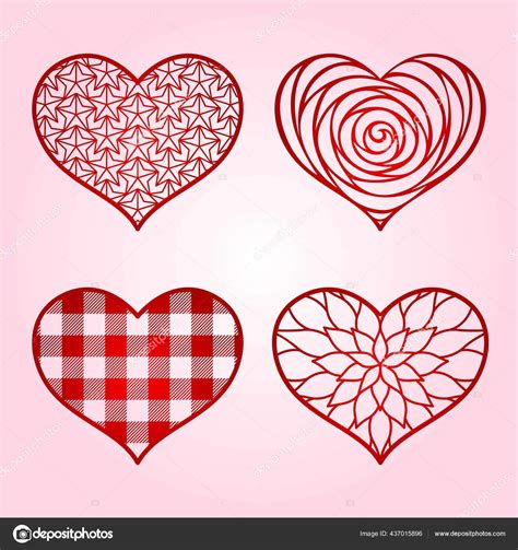 Heart Paper Cut Templates Carved Pattern Valentines Day Card Wedding