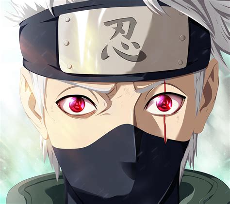 Anime Naruto Kakashi Hatake Man White Hair Sharingan Scar Digital Art