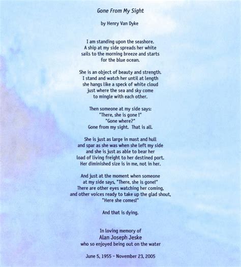 Gone From My Sight Poem Text In Memory Of Alan Jeske Dad Poems Dad