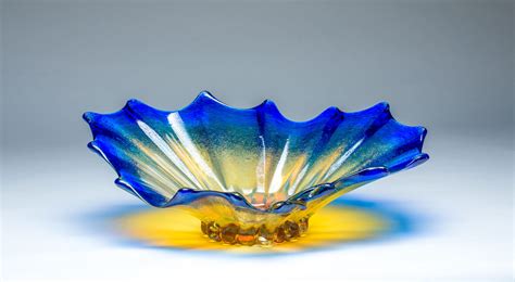 Corset Bowl In Cobalt Gold By Chris Mosey Art Glass Bowl Artful Home