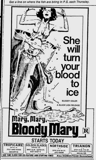 Serious Miami Horror And Sci Fi Mary Mary Bloody Mary 1975