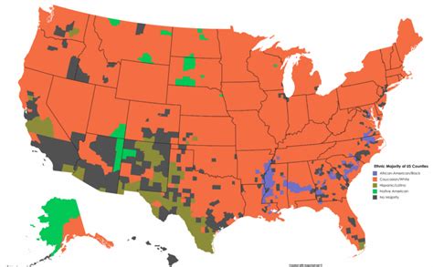 Us Ethnic Majorities By County Map Wondering Maps