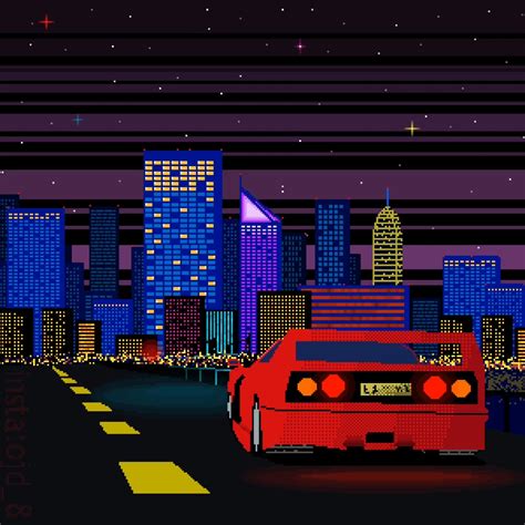 Driving Through The 80s Pixel Art By Me Rthenightfeeling