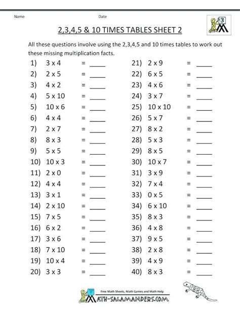 27 Times Table Practice Worksheet 4 Times Tables Worksheets
