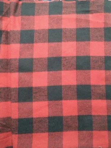 Pure Cotton Brushed Flannel Fabrics Checkstripes Redand Black At Rs