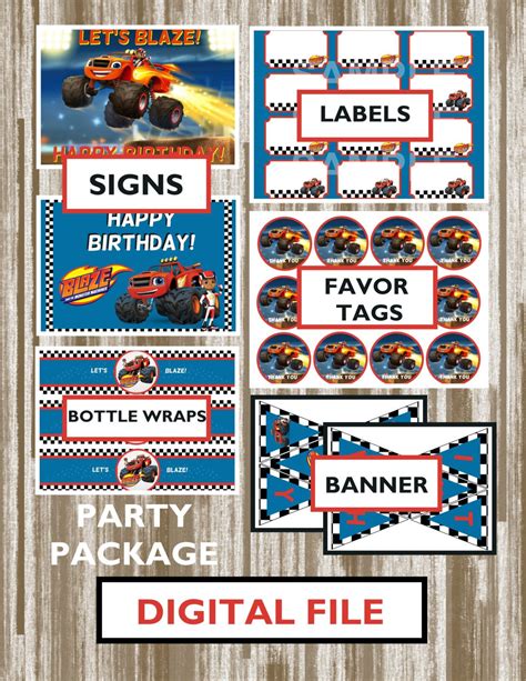 Blaze And The Monster Machines Theme Birthday Party Package Digital Download Blaze Birthday