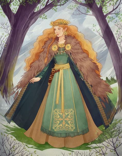 Norse Goddess Freyja Art By Helena Mischenko Norse Goddess Mythology Art Queen Art
