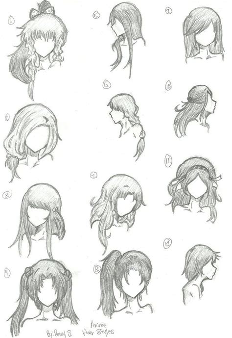 Hair Styles 1 12 By Animebleach14 On Deviantart How To Draw Hair
