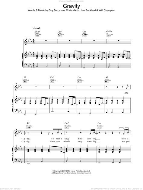 Coldplay Gravity Sheet Music For Voice Piano Or Guitar Pdf