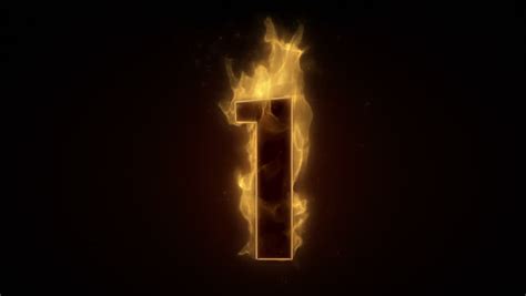 Burning Numbers 1flames On Black Background Stock Footage Video
