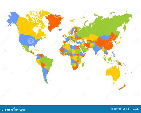 World Map Bright Color Scheme High Detailed Politic Vrogue Co