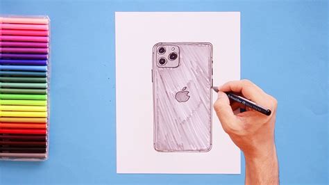 How to draw mobile phone easy. How to draw Apple iPhone 11 Pro - YouTube