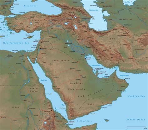 Middle East Asia Physical Map All In One Photos
