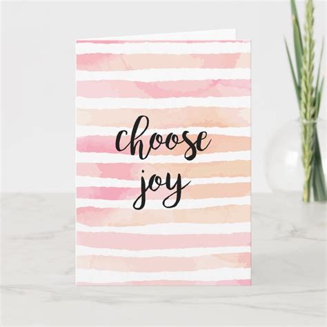 Choose Joy Blank Pink Watercolor Hand Lettering Card Zazzle Hand