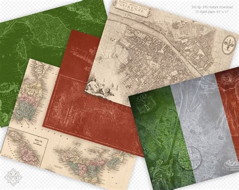 Vintage Maps Digital Paper Vintage Italian Maps Etsy