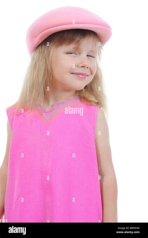 Beautiful Little Girl In A Pink Cap Stock Photo Alamy