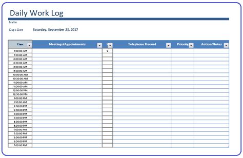 Best Templates Daily Log Template Excel Printable Schedule Template